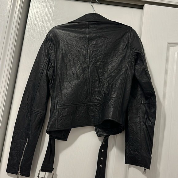 Michael Kors Crinkled Leather Moto Jacket - Picture 4 of 4